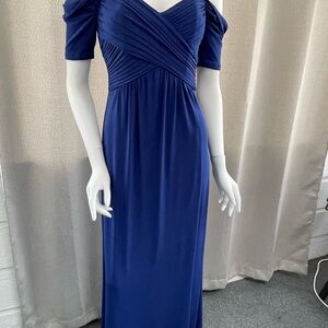 Laundry By Shelli Segal Blue Ruched Wrap Maxi Dress